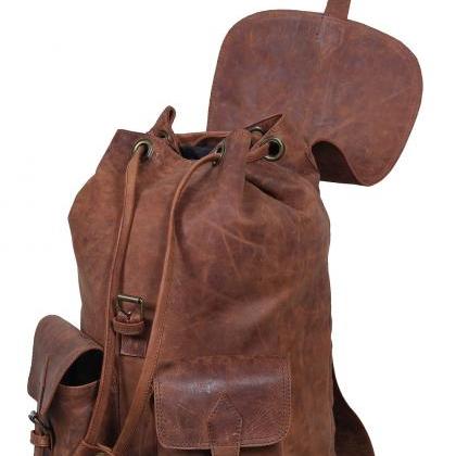 Brown Leather Backpack, Personalize..