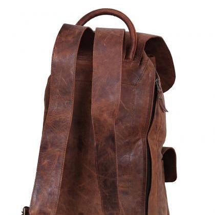 Brown Leather Backpack, Personalize..