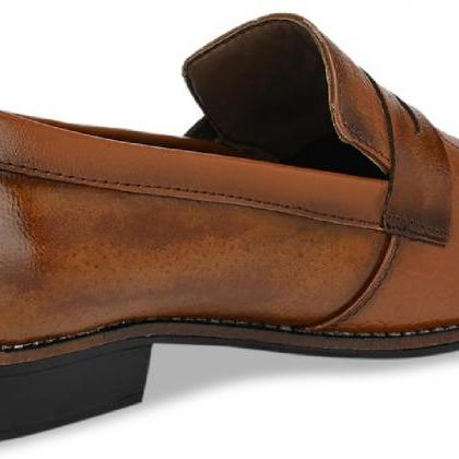 Tawny Brown Pull On Shoes, Men's Pa..