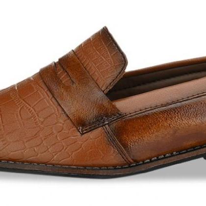 Tawny Brown Pull On Shoes, Men's Pa..