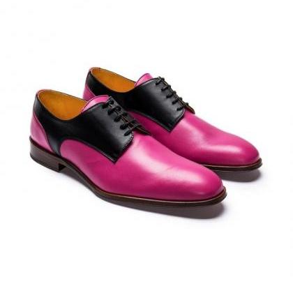 Derby Pink Black Party Shoes, Men's..
