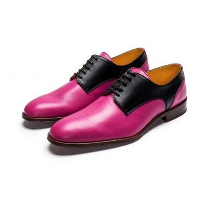 Derby Pink Black Party Shoes, Men's..