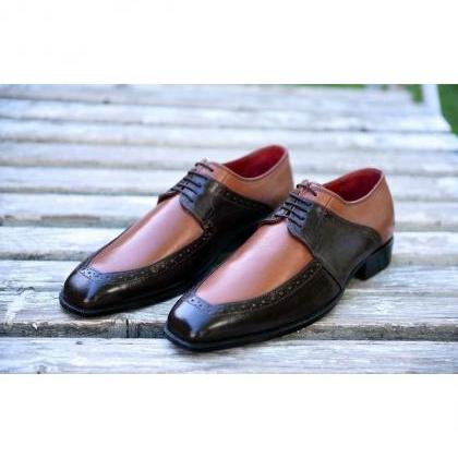 Hand Stitched Brown Black Apron Toe..