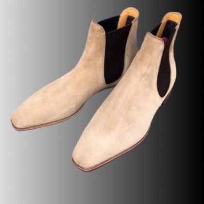Friendly Handcrafted Beige Suede Le..