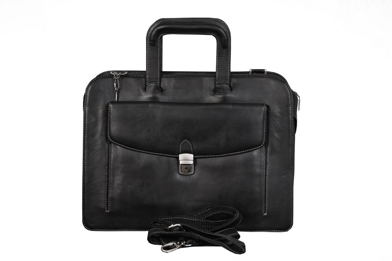 Stylish Brass Hardware Belted Handmade Messenger Handle Carry Leather Key Tuck Lock Bag