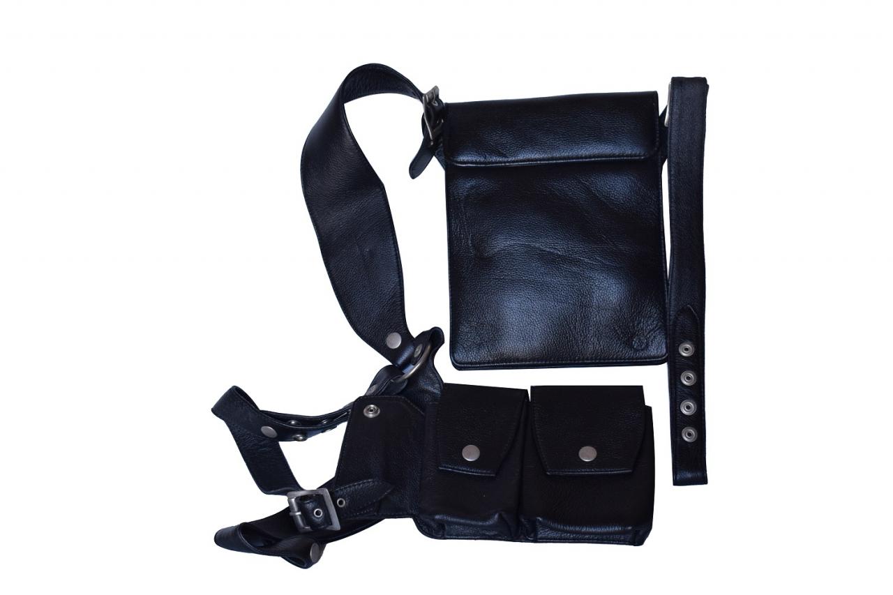 Fannypack Hip Bag, Handmade Waist Belt Bag, Compartments Belt Bag, Cow Skin Leather Pouch, Festival Bag