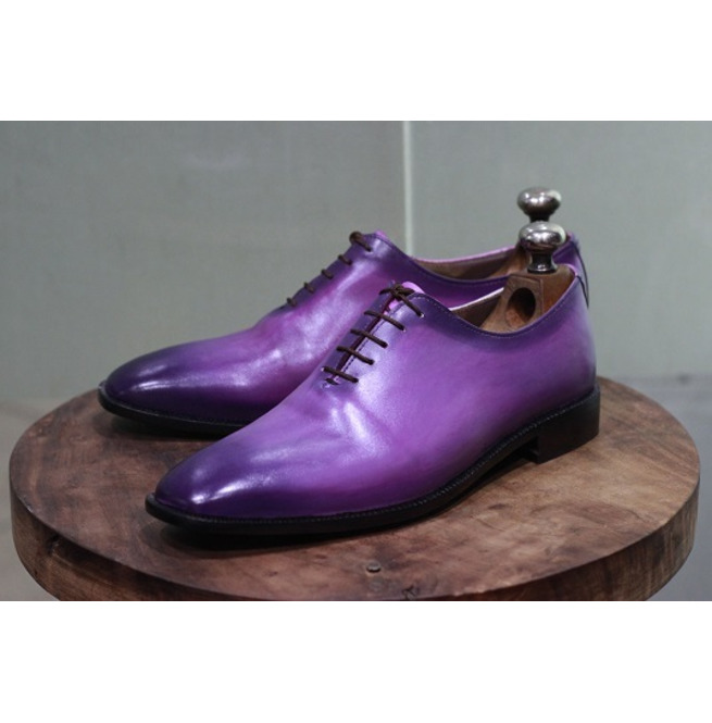 Men's Violet Color Oxford Style, Hand Stitched Wholecut, Premium ...