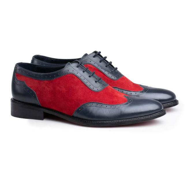 Party Wear Black Patina Wingtip Lace Up Fastening Oxford Red Suede Leather Handmade Formal Shoes