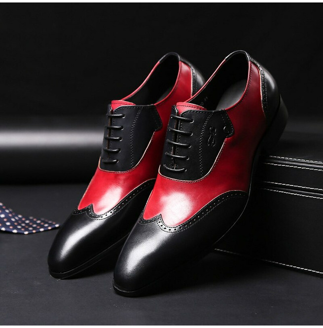 Men's Oxford Party Pairs Of Shoe In Multi Color Wingtip Genuine Leather Lace Up Handmade Shoes