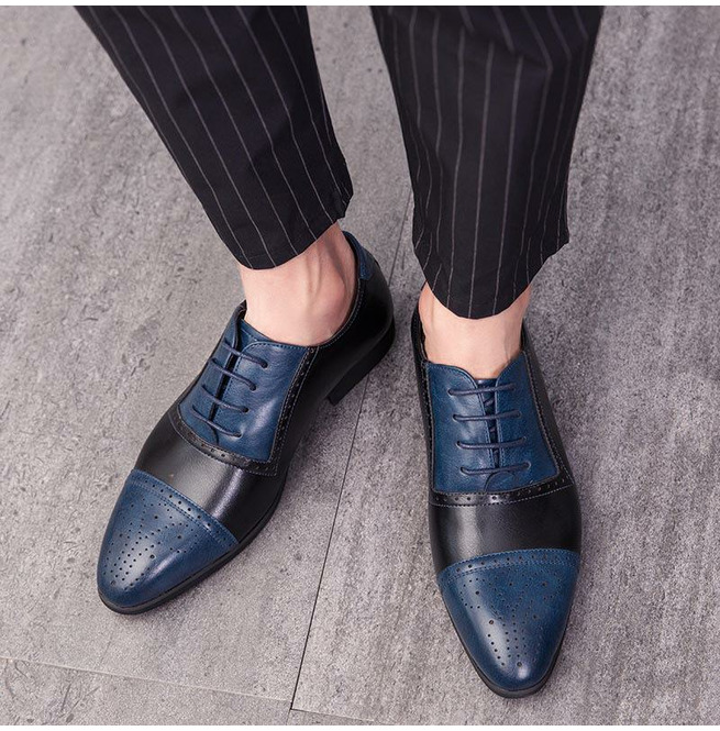 Luxury Multi Color Oxford Semi Brogue Lace Up Real Leather Formal Men's Shoes
