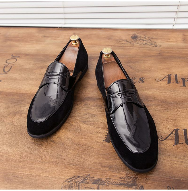 Personalized Patent Black Cow Skin Leather Penny Loafer Slip On Men's Customize Formal Party Shoes