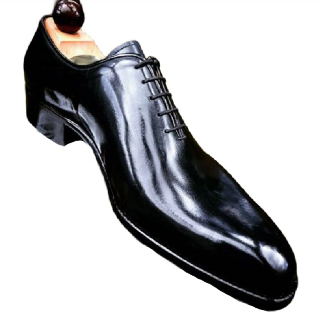 Hand Stitched Men's Luxury Shinny Black Patent Cowhide Leather Lace-Up Oxford Wholecut Formal Dress Shoes