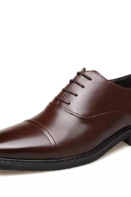 Oxford Redwood Brown Patina Cap Toe Genuine Leather Men's Dress Shoes