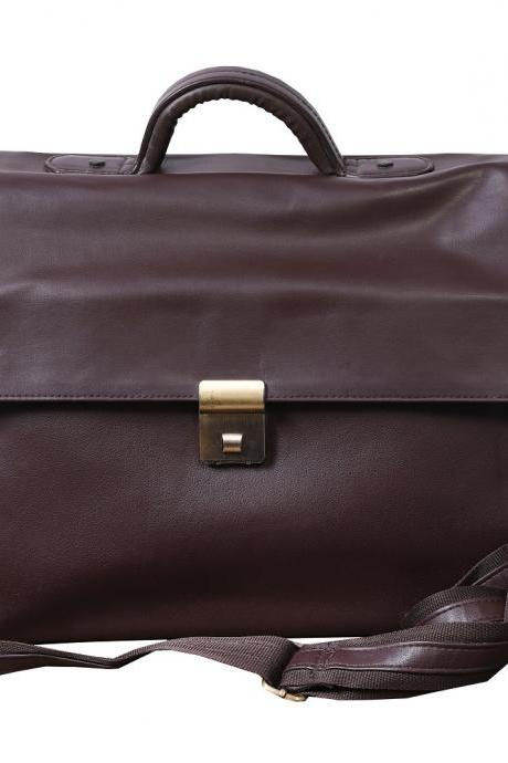 Handmade Crossbody Dark Brown Genuine Leather Messenger Padlock Travel Bag