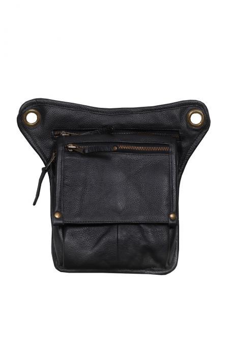 Men's Handmade Backpack Black Cowhide Leather Unisex Bag, Waist Bag, Funny Hip Backpack, Cross Body Bag, Unisex Travel Bag