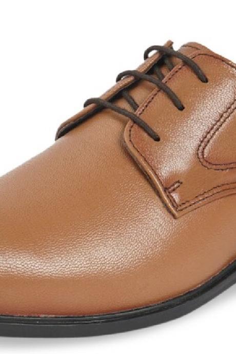Handstitched Tan Derby Shoes, Cow Skin Leather Dress Shoes, Men's Handmade Formal Shoes,