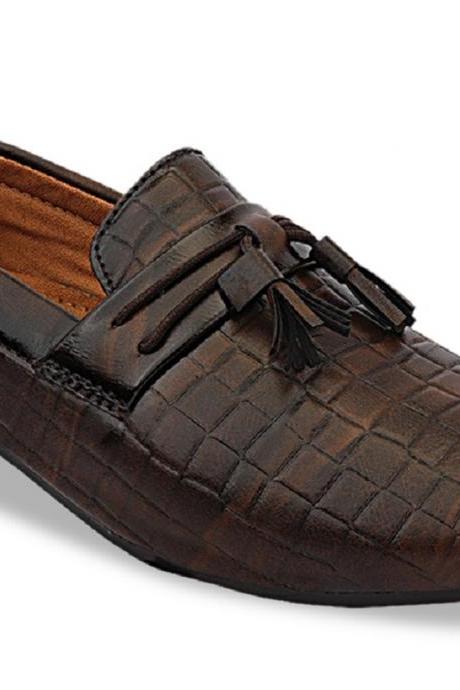 Made To Hand Brown Tassel Loafer Shoes, Men's Customize Slip On Shoes, Premium Leather Formal Party Shoes,