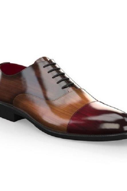 Men's Oxford Party Shoes, Handcrafted Multicolor Lace Up Shoes, Customize Real Leather Patent Shoes,