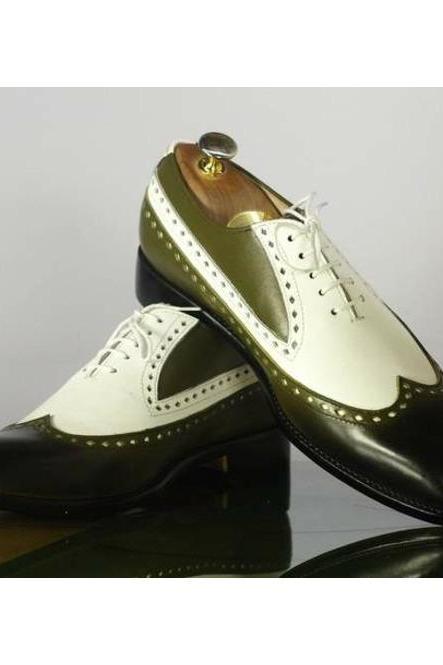 Men's Oxford Longwing Lace Up Shoes, Customize Two Tone Formal Leather Shoes,