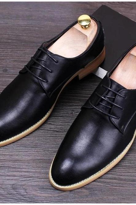 Derby Formal Pairs Hand Stitched Black Polish Contrast Sole Premium Leather Lace Up Shoes