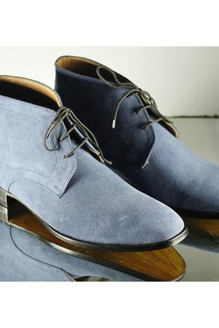 Stylish Gray Color Suede Leather Black Sole Lace Up Fastening Customize Chukka Formal Ankle Shoes