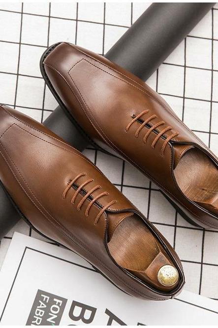 Handcrafted Oxford Brown Polish Lace Up Pure Leather Men's Customize Dress Formal Shoes