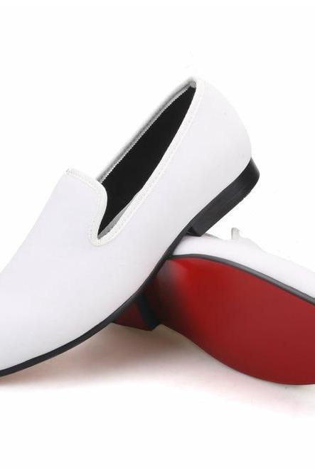 Business White Moccasin Real Suede Leather Customize Slip On Formal Wedding Shoes