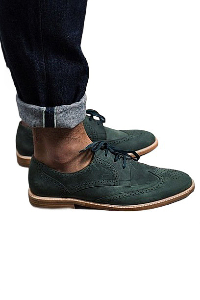 Personalized Green Color Lace Up Closure Full Brogue Premium Leather Derby Contrast Sole Formal Dress Shoes