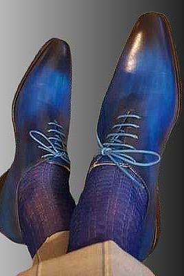 Stylish Patent Navy Blue Wholecut Oxford Lace Up Closure Genuine Leather Formal Customize Shoes