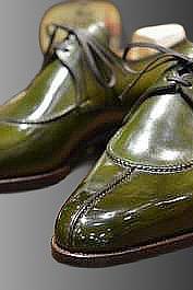 Royal Derby Green Patina Lace Up Pure Leather Split Toe Handmade Formal Wedding Shoes