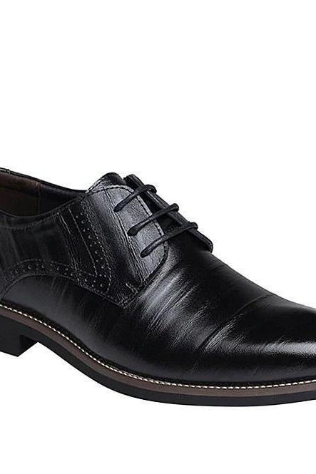 Business Wears Black Patina Derby Hand-Stitched Premium Cow Leather Men's Lace-Up Formal Shoes