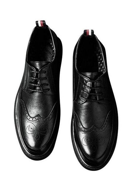 Personalized In Black Polish Customize Derby Brogue Toe Genuine Leather Lace-Up Wingtip Handmade Formal Shoes