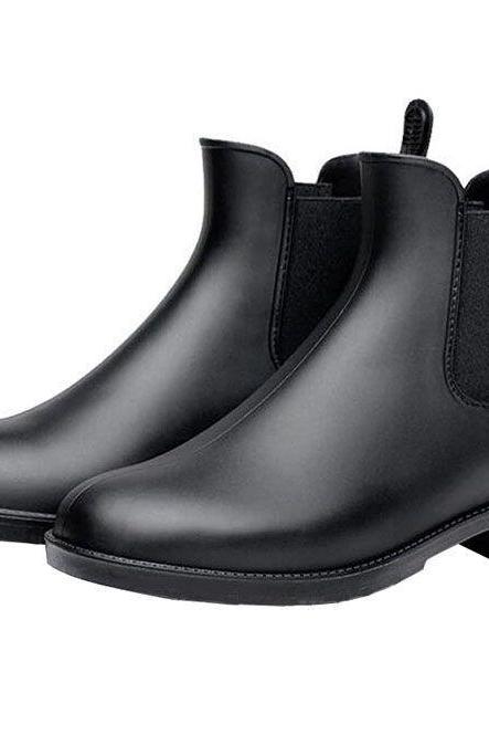 Black Chelsea Slip On Formal Premium Leather Men's Customize Elastic Panel Dress Boots