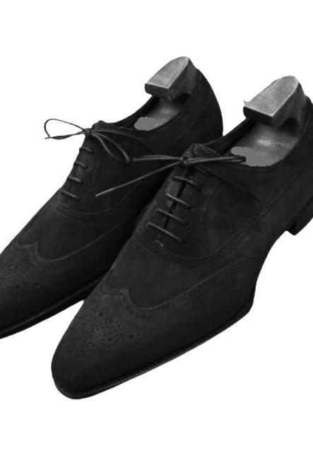 Essential Customize Wedding Oxford Pointed Full Brogue Wingtip Suede Leather Lace Up Formal Dress Shoes