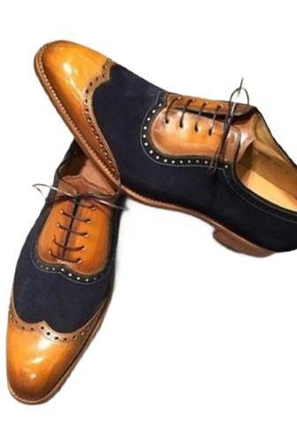 Exquisite Oxford Hand Stitched Two Tone Patent Wingtip Men's Customize Lace Up Suede Leather Formal Wedding Shoes