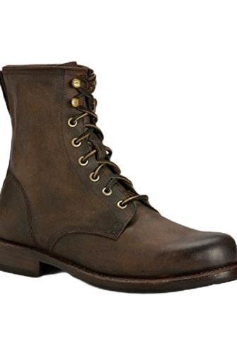 Commando's Handmade High Lace Up Premium Quality Cowhide Leather Men's Long Ankle Army Boots