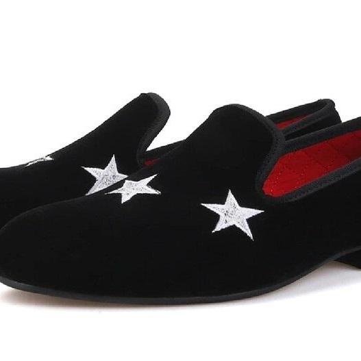 Men's Handcrafted Velvet Embroidered Shoes, Customize Slip On Loafer Cowhide Suede Leather Shoes, Formal Party Shoes,