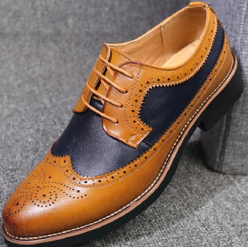 Two Tone Luxury Derby Premium Leather Brogue Wingtip Wedding Shoes on ...