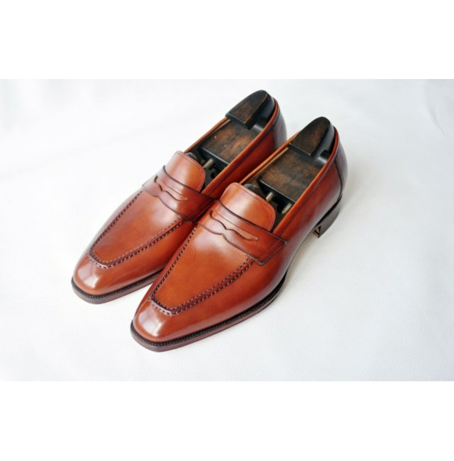 Tawny Loafer Slip On Wedding Shoes, Handmade Leather Apron Toe ...