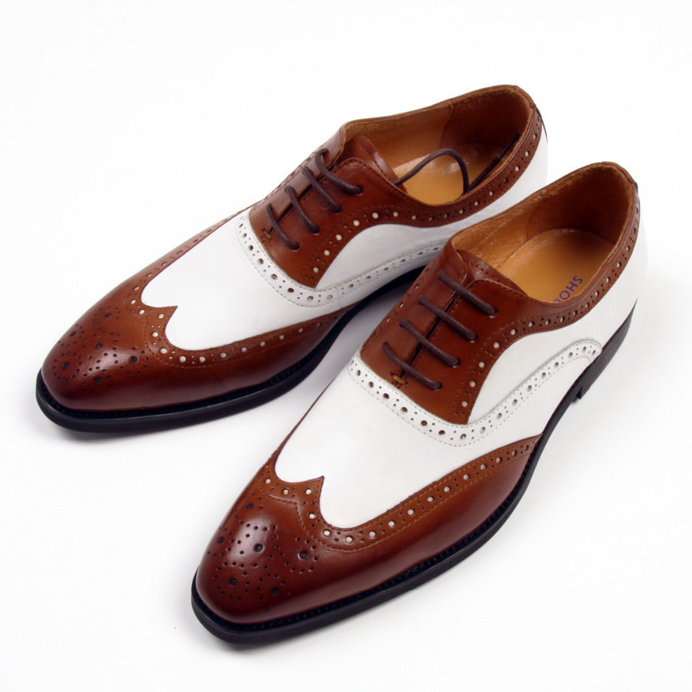 HandeMade Mens Brogues Oxford Shoes Genuine Leather Handmade Shoes Lace ...